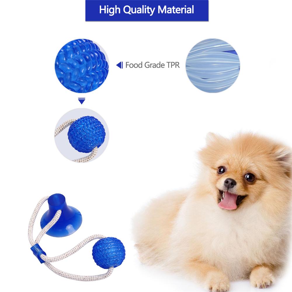 Multifunction Pet Molar Bite Dog Toys Rubber Chew Ball Cleaning Teeth Safe Elasticity TPR Soft Puppy Suction Cup Biting Dog Toy - ObeyKart