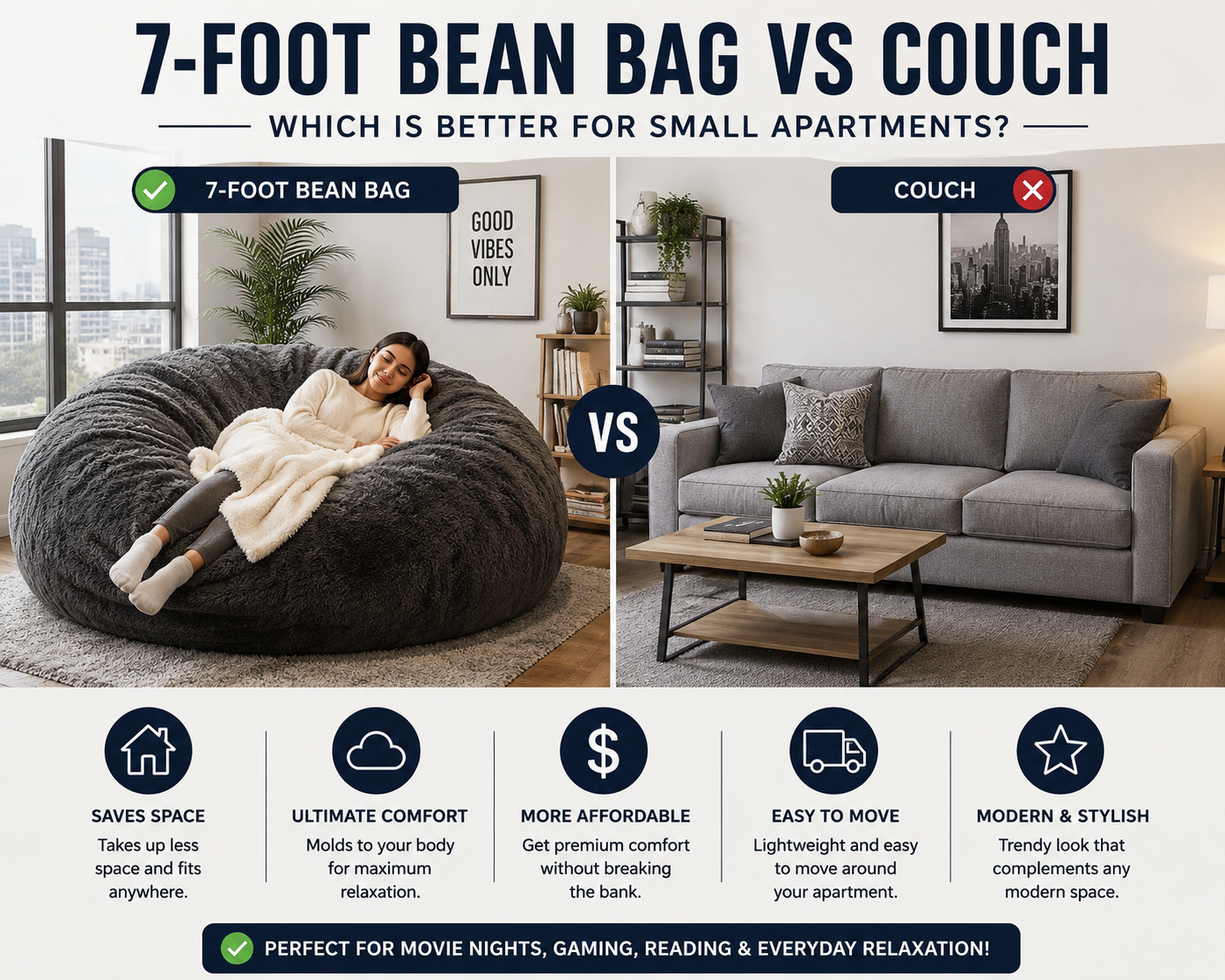 7-Foot Bean Bag vs Couch: Which Is Better for Small Apartments?
